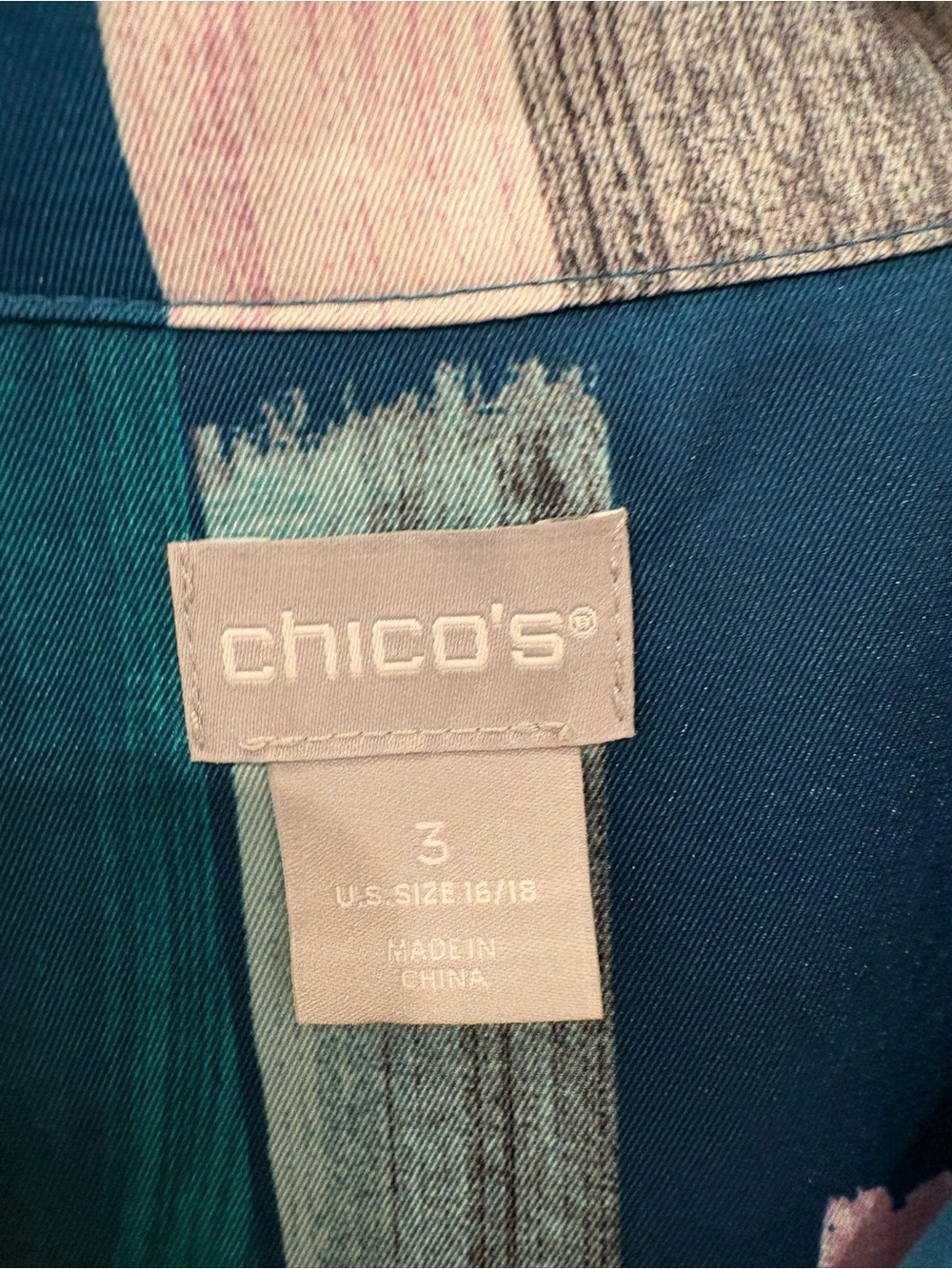 Chico's Teal & Gold Abstract Brushstroke Button-Down Shirt - Picture 2 of 4